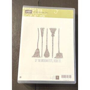 Rare RetirStampin Up! Rubber Stamp "If The Broom Fits" 139693 unmounted hallowee